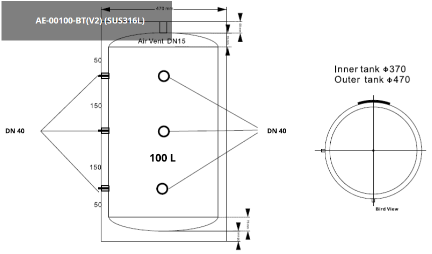 ALPS EXCLUSIVE AE-00100-BT(V2) - RVS Buffervat (100L)