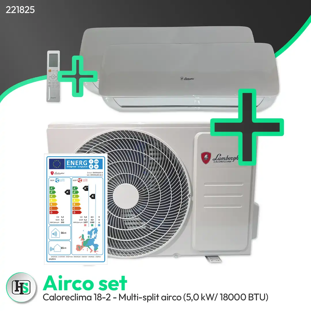 Lamborghini Caloreclima Smeraldo 18-2 + 2x 9K - Multi-split airco combinatie (5,0 kW / 18000 BTU)