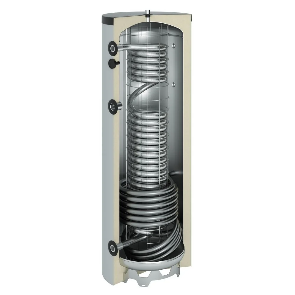 Complete zonneboilerset - 1x 30HP + Buffervat met tapwaterspiraal en 1 warmtewisselaar (300L)